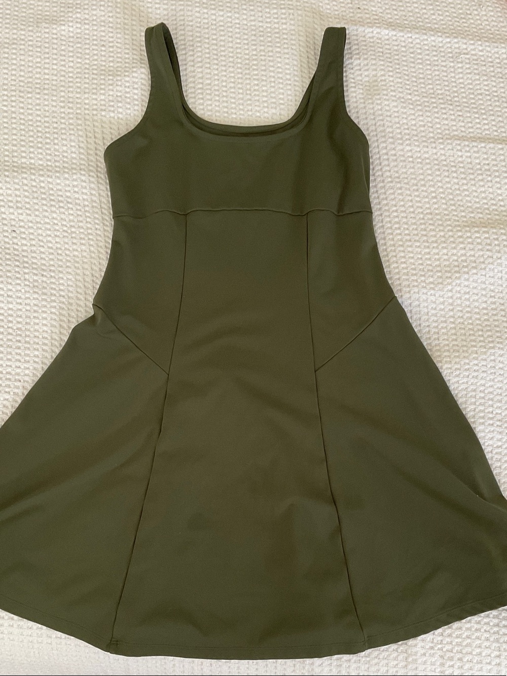 Women's Olive Green Scoop Neck Fit-and-Flare Dress